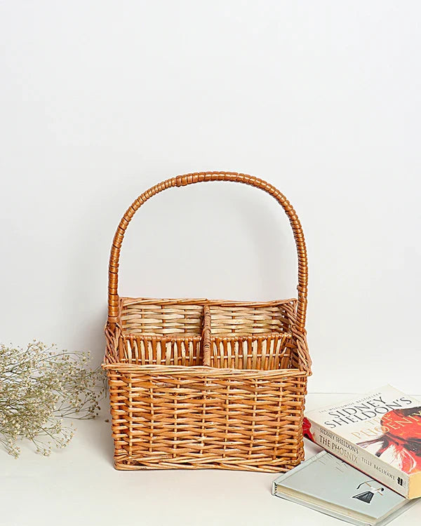 Natural Wicker Tray for Tabletop Storage, Organization, and Decorative Display