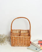 Natural Wicker Tray for Tabletop Storage, Organization, and Decorative Display