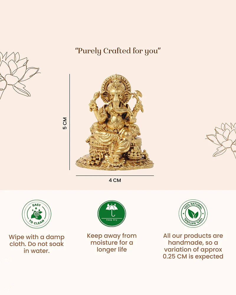 Traditional Lord Ganesha Murti Brass Figurine for Pooja and Gifting