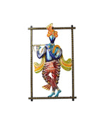 Handcrafted Metal Krishna Flute Playing Wall Hanging Showpiece
