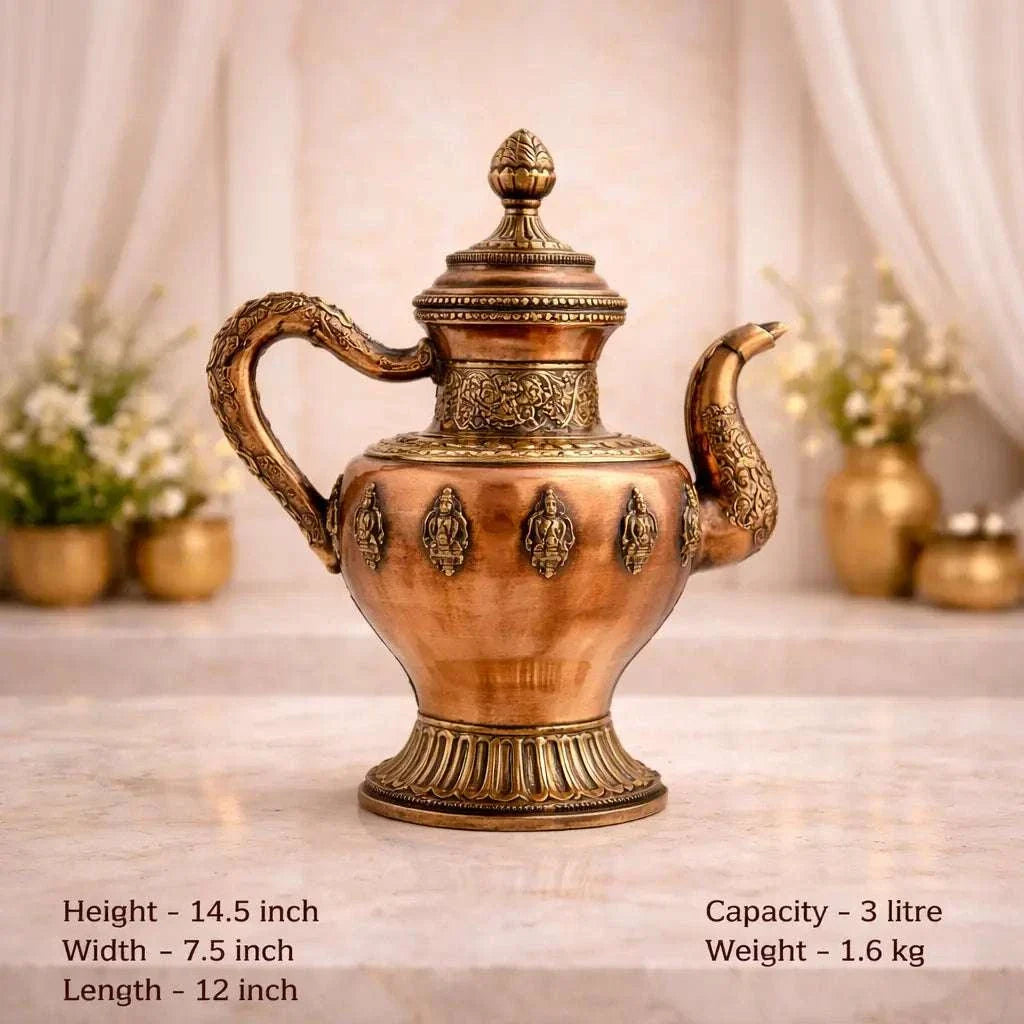 Copper Traditional Ashtalakshmi Kettle Pot (14.5 Inch) Vedansh Craft