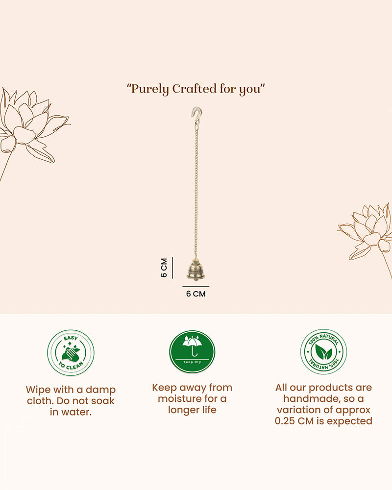 Decorative Brass Hanging Bell Ghanti for Mandir and Pooja Room