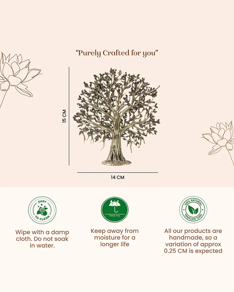 Pure Brass Tree of Life Kalpavriksha Idol for Pooja and Home Decoration