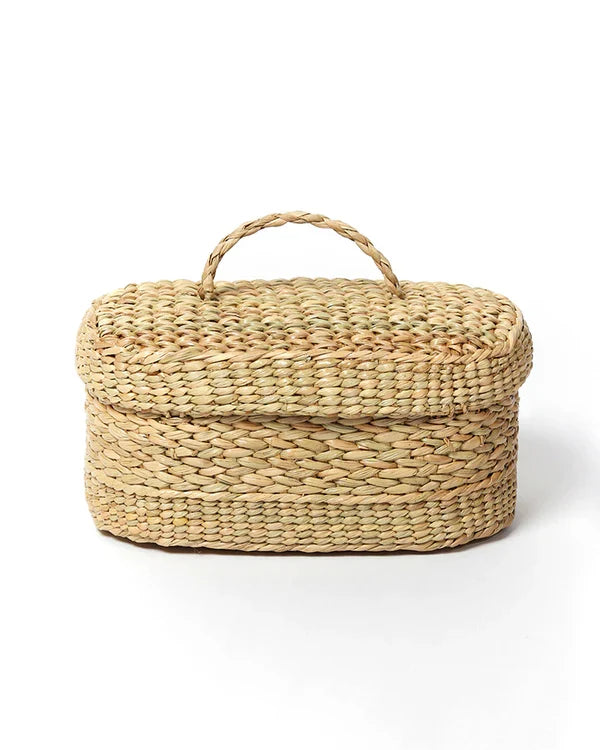 Handwoven Seagrass Tissue Box Holder for Bathroom, Bedroom, and Living Room