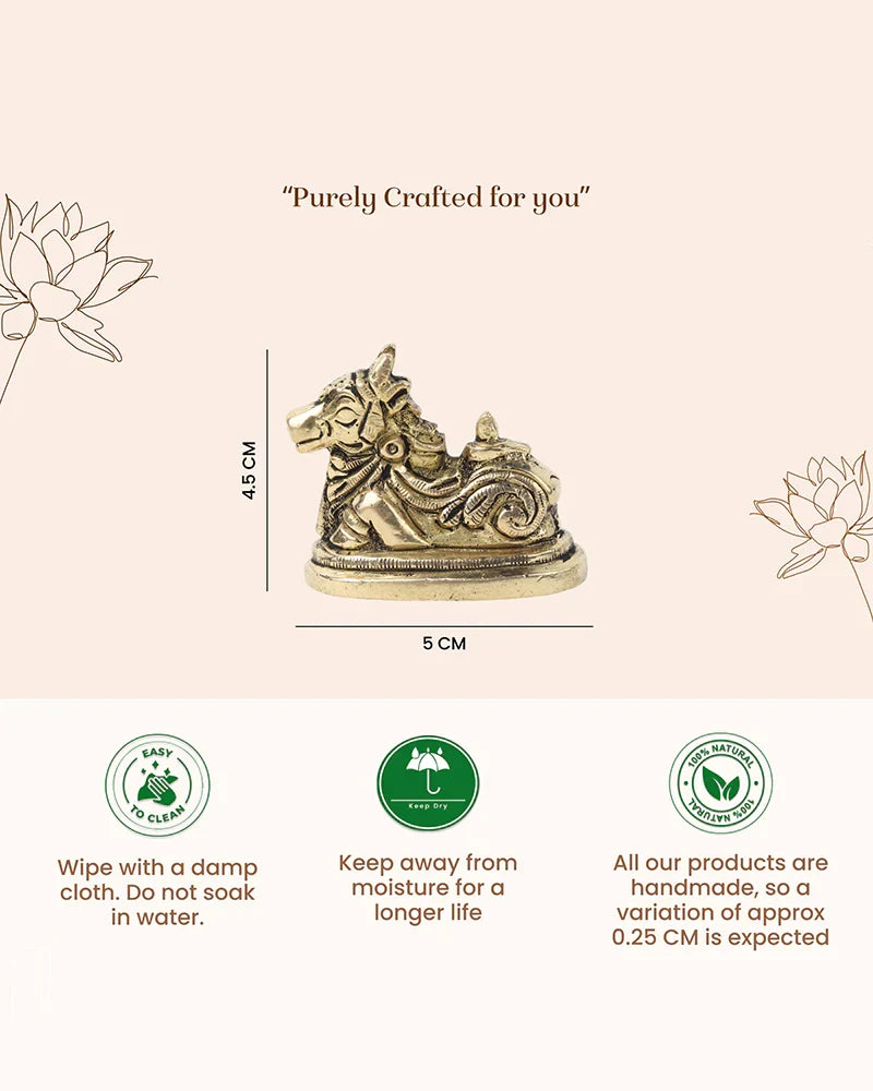Handcrafted Nandi Brass Statue for Devotion and Pooja Room