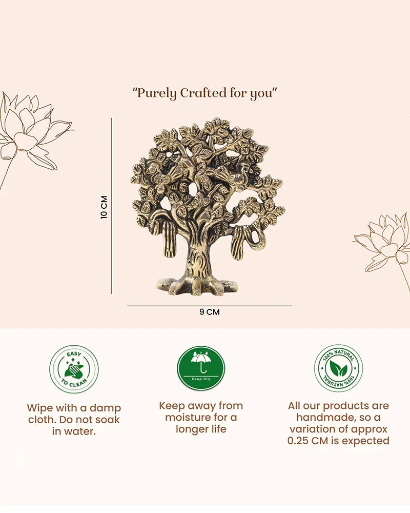 Pure Brass Kalpavriksha (Tree of Life) Idol for Home Temple & Pooja Room
