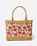 Handwoven Seagrass Shopping Basket & Tote Bag - Strawberry