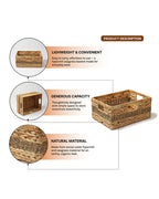 Durable Water Hyacinth Storage Organizer Baskets for Kitchen, Shelf, and Home Organization