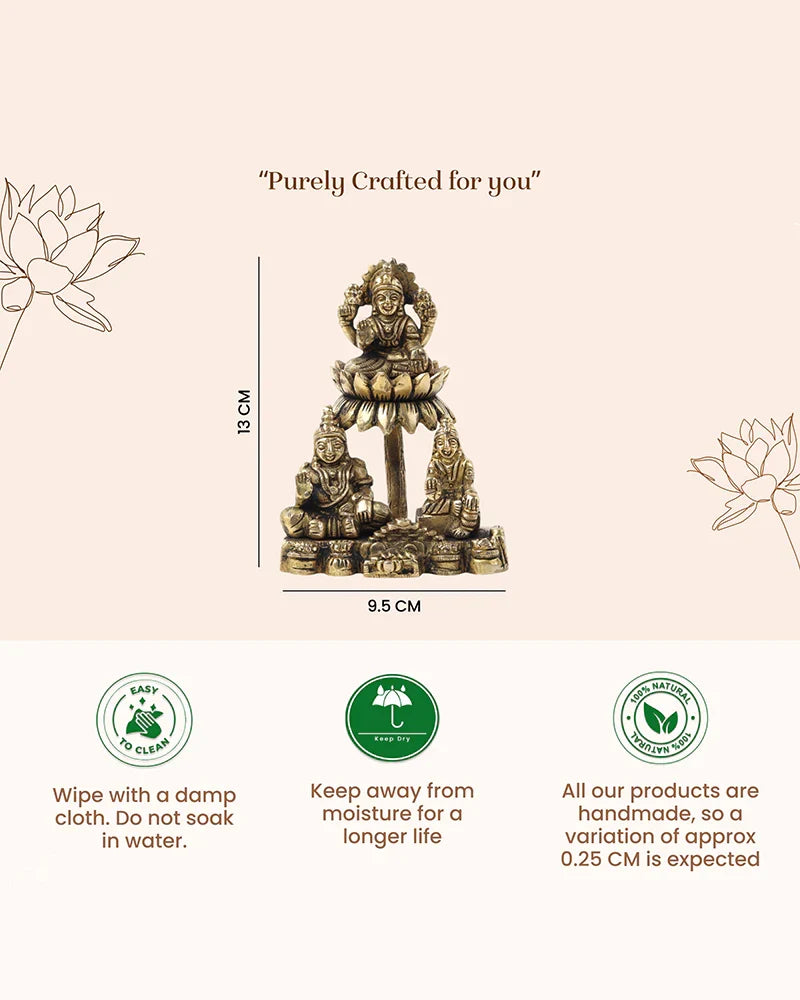 Brass Lakshmi Kuber Idol Set with Yakshi for Pooja and Home Décor