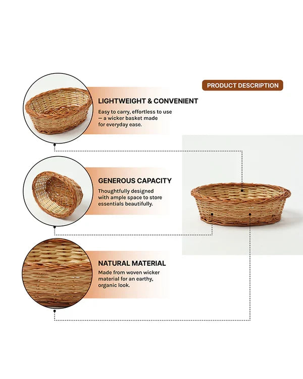 Wicker Fruit and Storage Baskets for Kitchen, Cane Gift Hamper