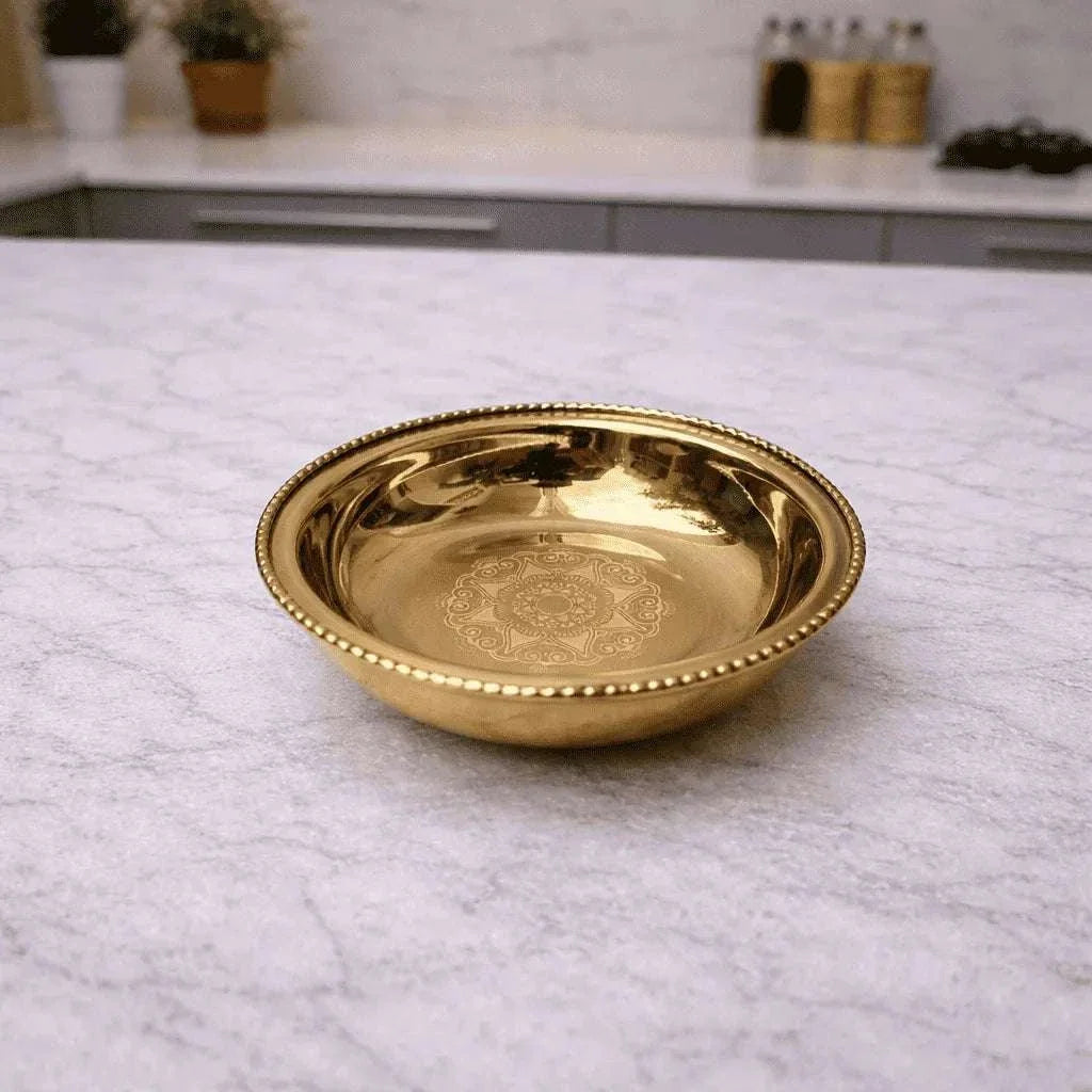 Brass Floral Design Thali/Dinner Set (1.15 Kg) Vedansh Craft