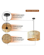 Rustic Rattan Pendant Light for Balcony and Hall