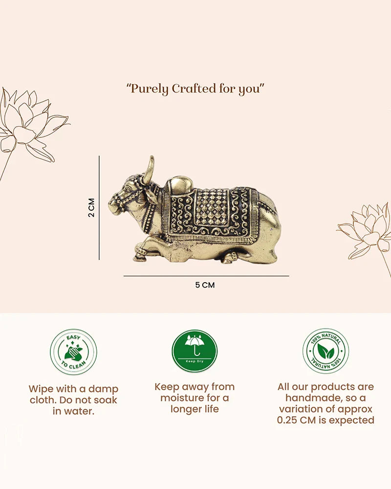 Elegant Nandi Brass Idol for Festivals, Home Temple, and Spiritual Spaces