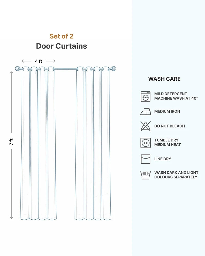 Velvet Eyelet Door Curtain (Grey, Textured, 7 ft)