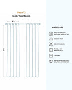 Velvet Eyelet Door Curtain (Grey, Textured, 7 ft)