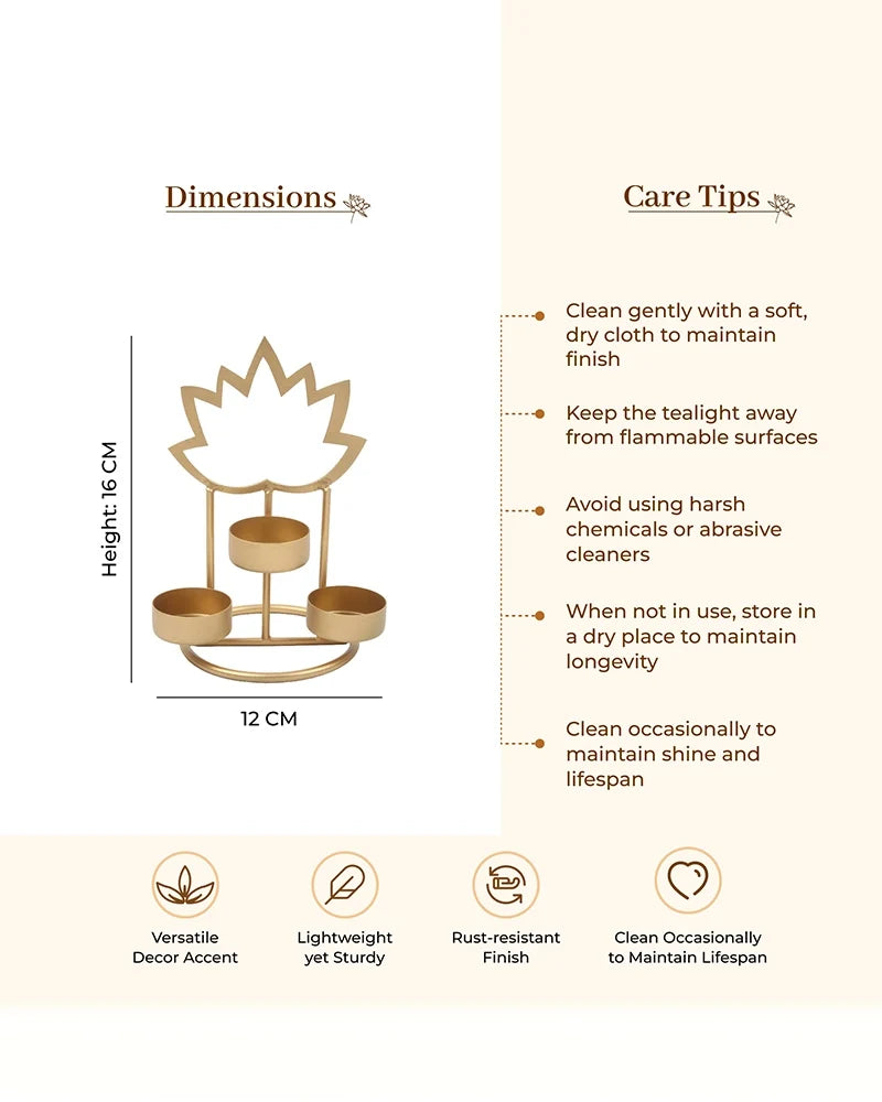 Lotus Shaped Metal Candle Holder Lights for Home Decor