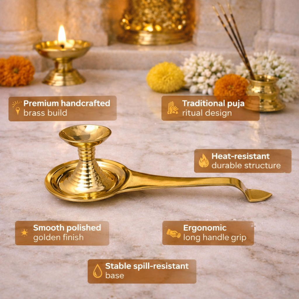 Brass Dhoop Aarti Spoon (9.8 Inch) Vedansh Craft