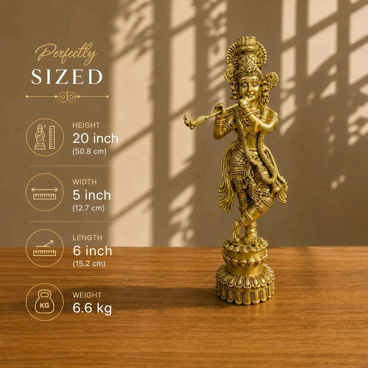 Brass Standing Krishna Idol (20 Inch) Vedansh Craft