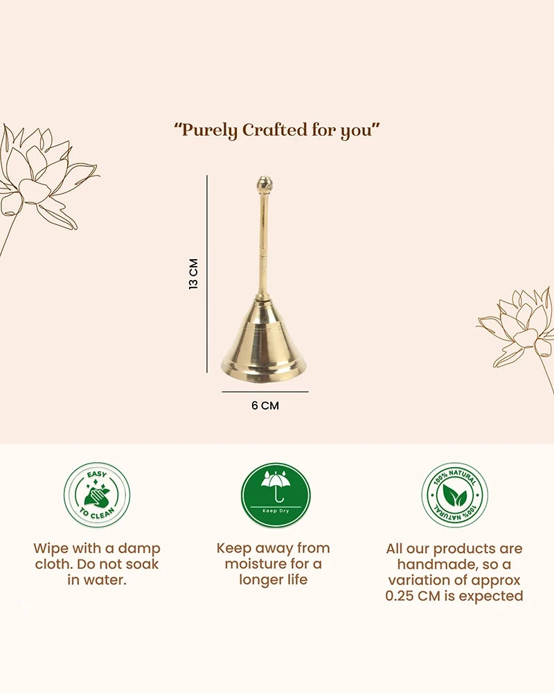Brass Pooja Bell (Ghanti) for Mandir & Daily Worship Rituals