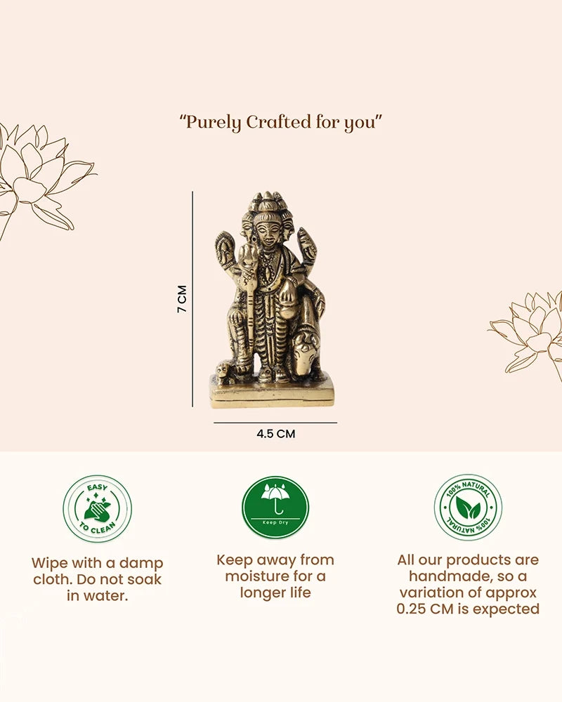 Brass Dattatreya Murti for Pooja Room Home Temple Decorative Idol