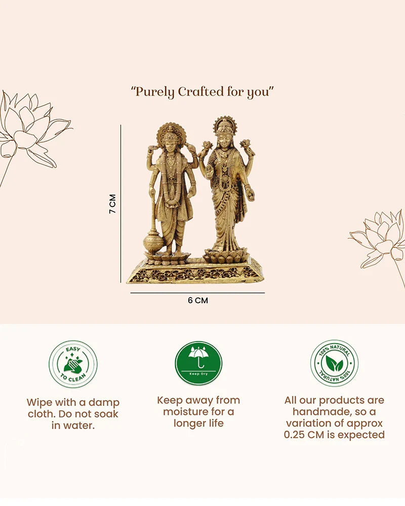 Traditional Lord Vishnu with Laxmi Ji Brass Idol for Pooja and Home Decor