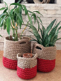 Set of 3 Jute Storage Basket for Toys, Towels, or Indoor Plants