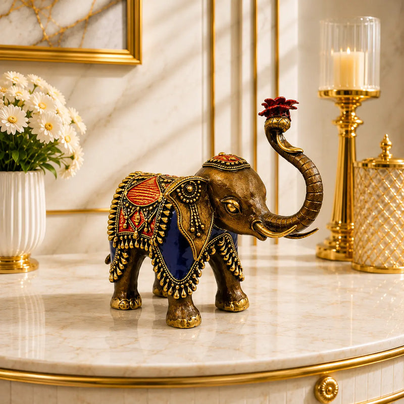 Brass Handcrafted Dhokra Elephant Statue (8.5 inch) Vedansh Craft