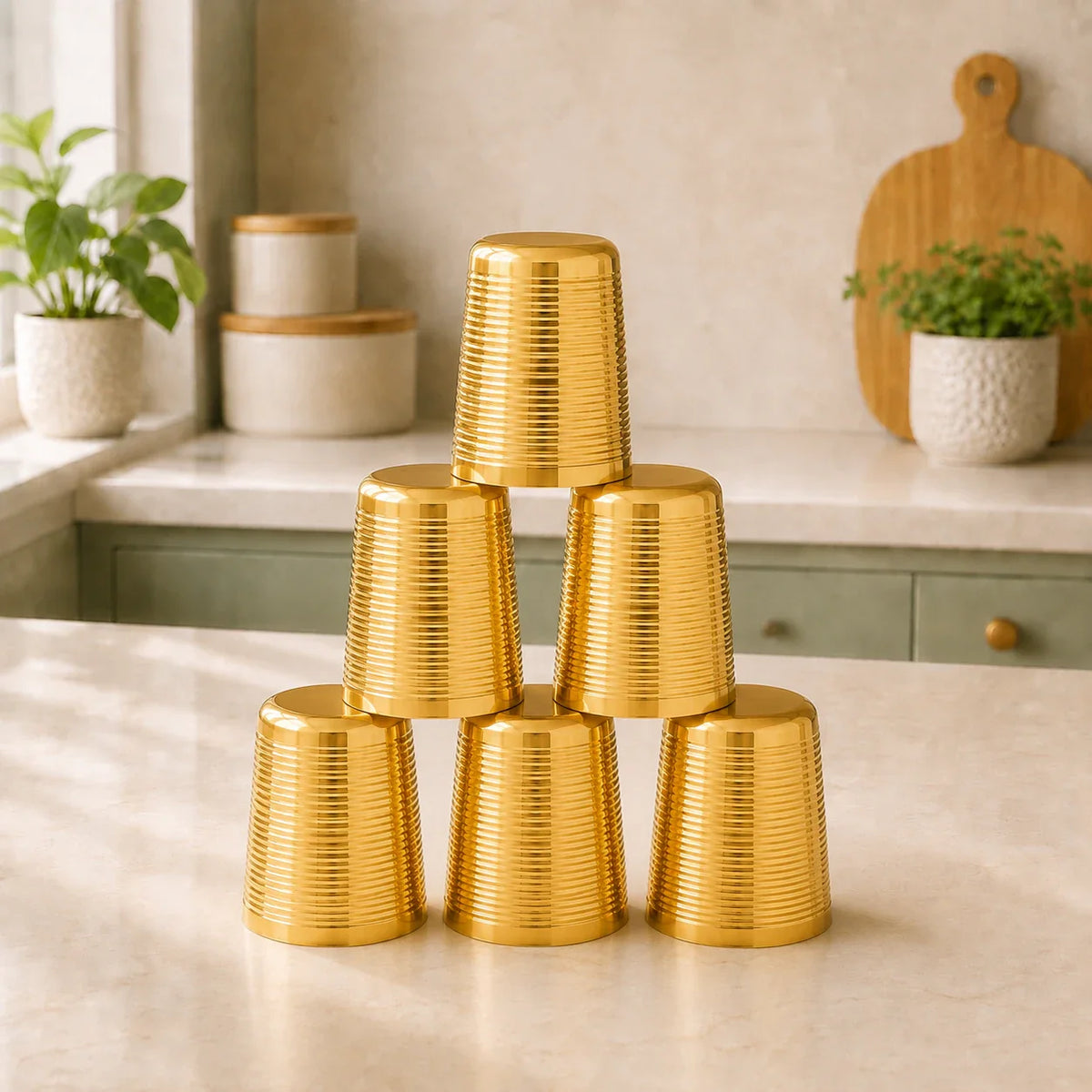 Brass Lining Glass Pair Vedansh Craft