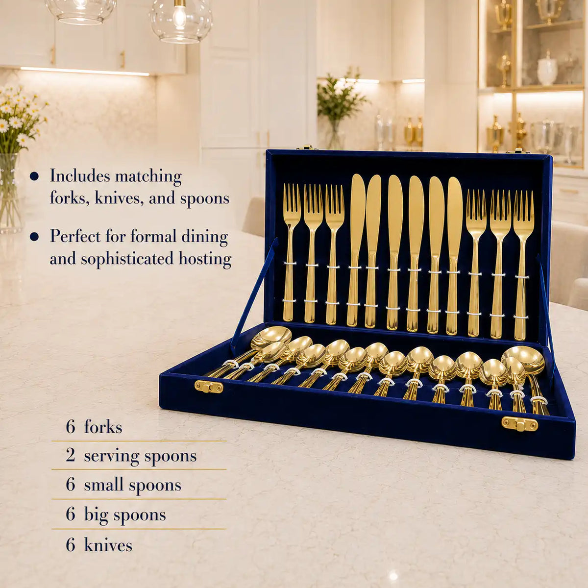 Brass Cutlery Flatware Set With Velvet Gift Box Vedansh Craft