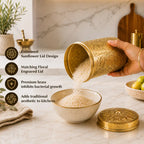 Brass Flower Design Container / Storage Box With Lid Vedansh Craft