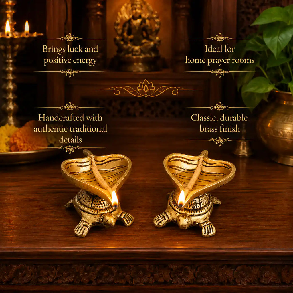 Brass Tortoise Oil Diya Pair (1.5 Inch) Vedansh Craft