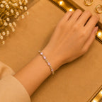 Geometric Tennis Bracelet for Women | Split Leaf & Oval CZ Design Vedansh Craft