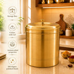 Brass Storage Container With Lid (11 Inch) Vedansh Craft
