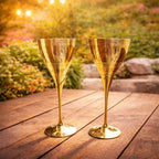 Brass Champagne Wine Glass Pair (8.5 Inch) Vedansh Craft