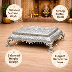 German Silver Handcrafted Chowki with Elephant Leg (7 Inch) Vedansh Craft