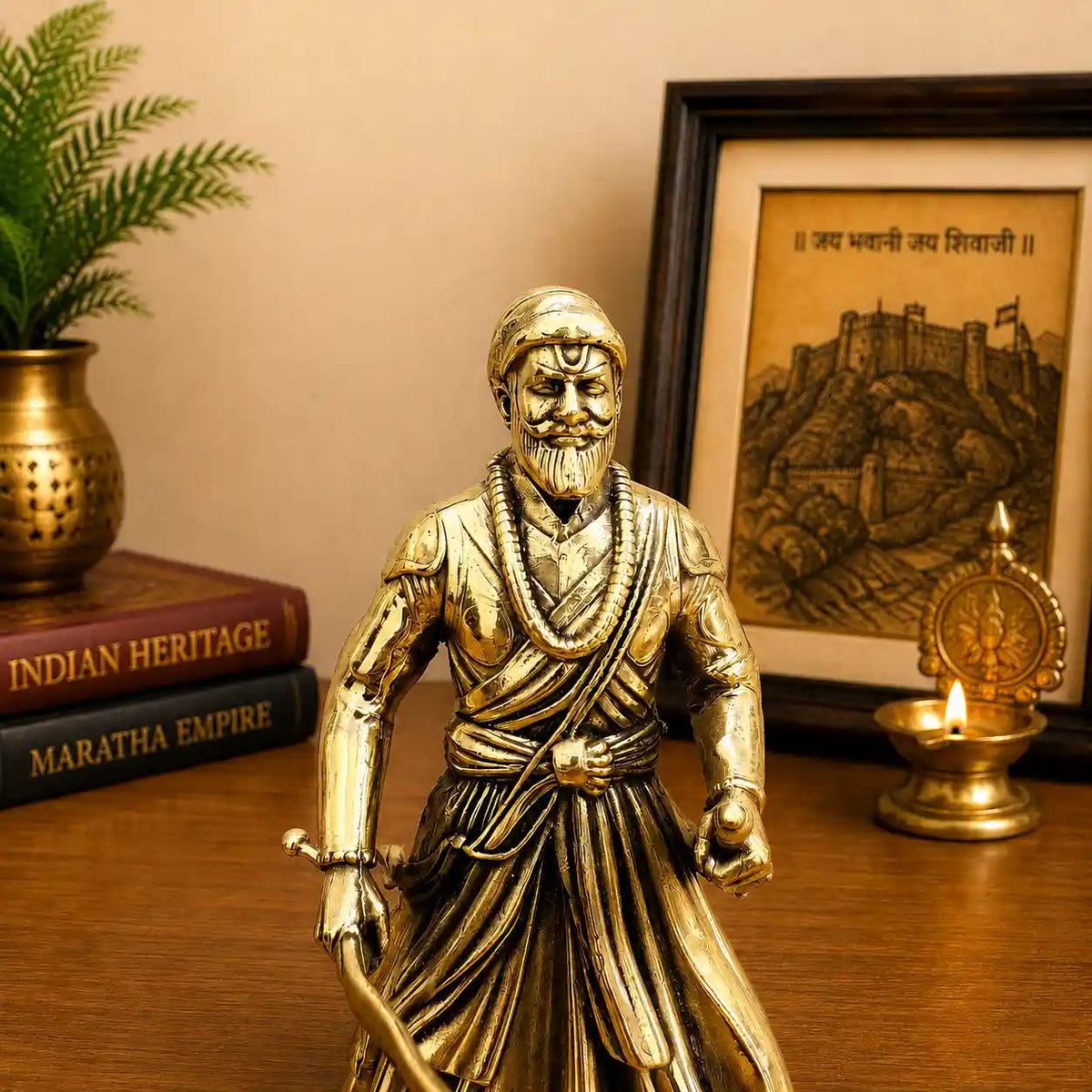 Brass Lightweight Chatrapati Shivaji Maharaj Idol (5 Inch) Vedansh Craft