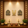 Brass Shankh Chakra Namah Wall Hanging Set (9.5 Inch) Vedansh Craft