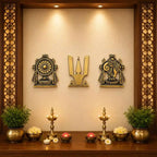Brass Shankh Chakra Namah Wall Hanging Set (9.5 Inch) Vedansh Craft