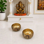 Brass Antique Decorative Prasad Bowl Pair (1.5 Inch) Vedansh Craft