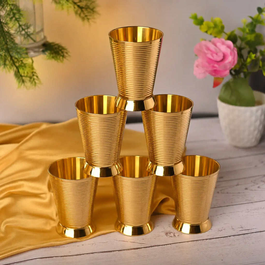 Brass Glass pair (4 Inch) Vedansh Craft