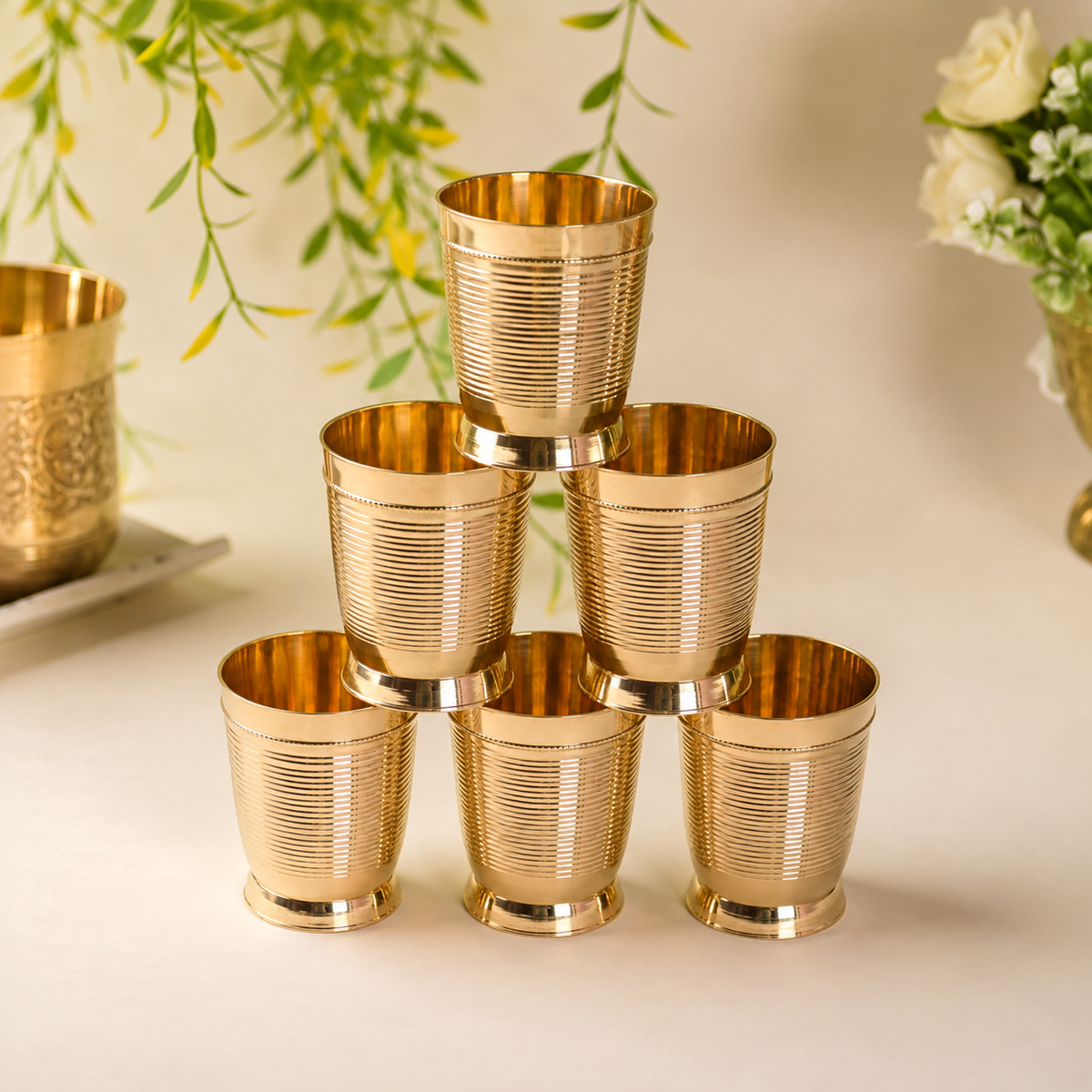 Brass Lining Glass Pair Vedansh Craft