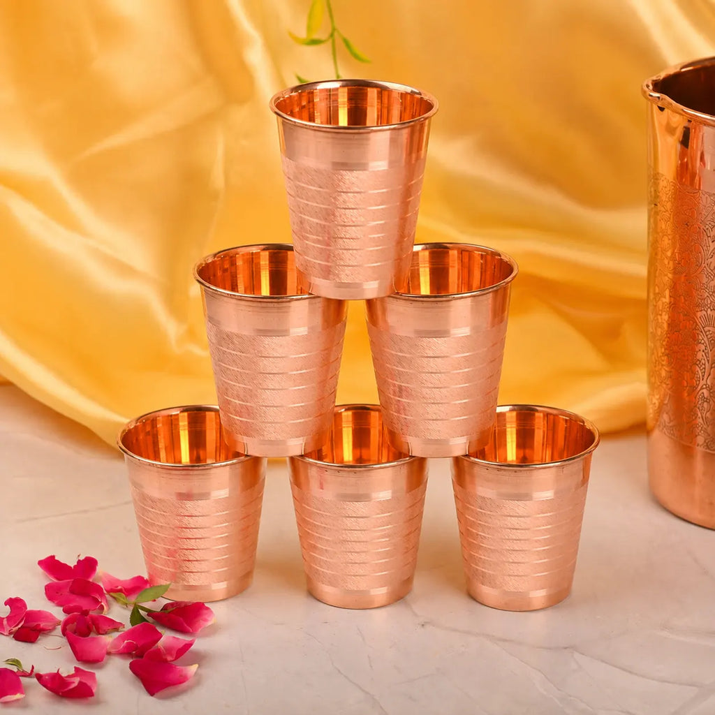 Copper Hammered Glass Pair Vedansh Craft