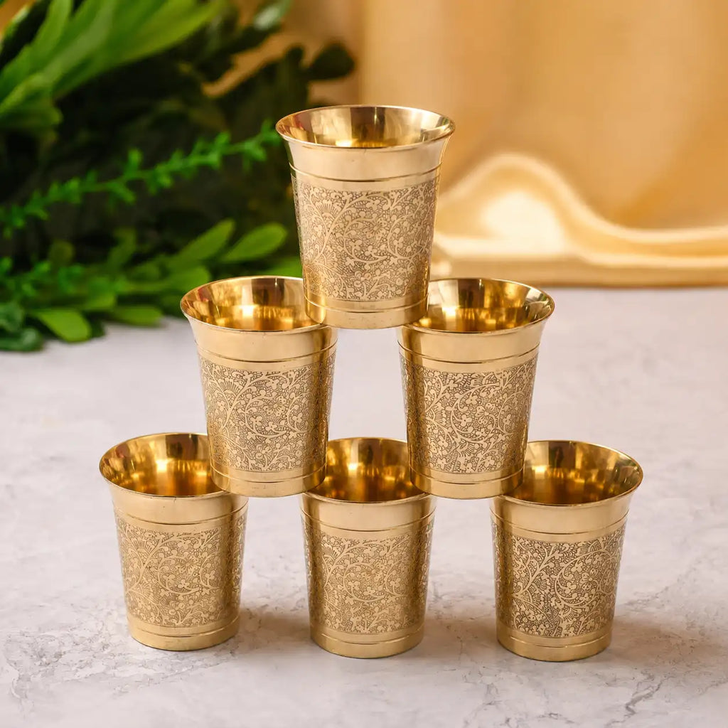 Brass Handcrafted Glass Pair (3.7 Inch) Vedansh Craft