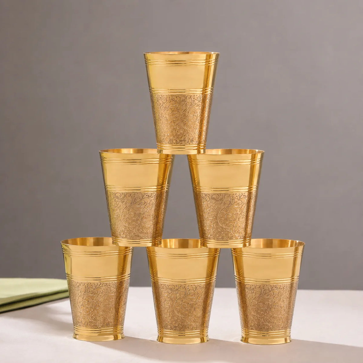 Brass Hand Carved Glass Pair Vedansh Craft