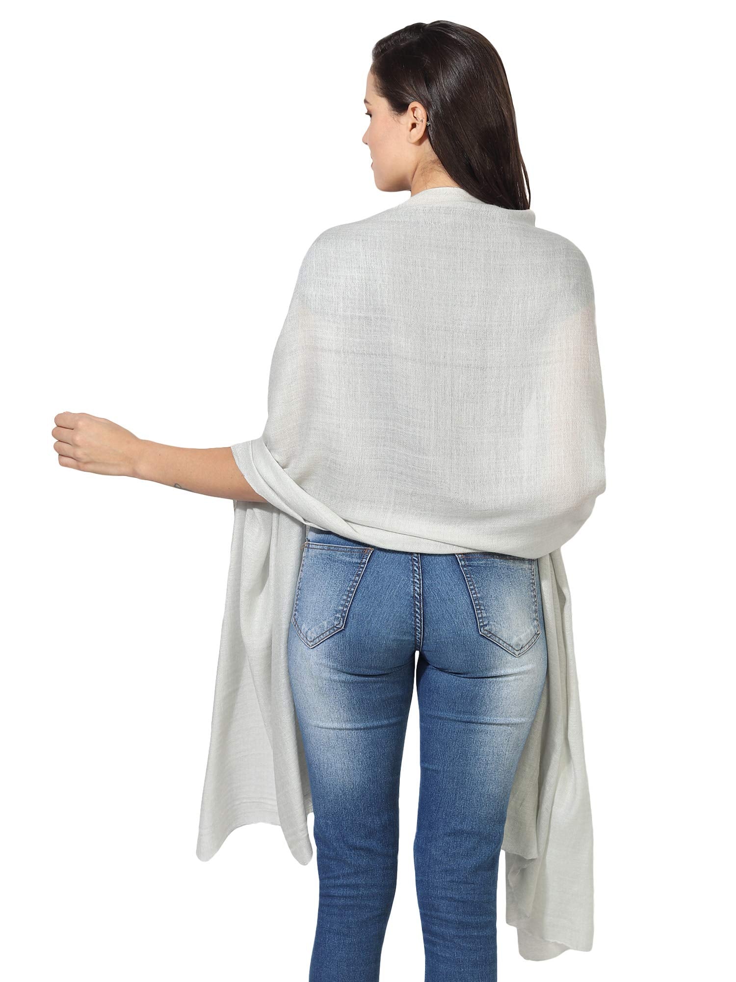 MUFFLY Women's Solid Blended Shawl (MW-17_Grey_Free Size)