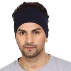 Gajraj Wide, Moisture Wicking and Non-Slip Exercise Workout Cotton Headband for Men and Women (Navy Blue)