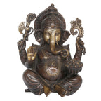 ARTVARKO Brass Lord Ganesha Sitting Statue Idol Ganesh Murti Home Décor for Puja Height 10 Inches