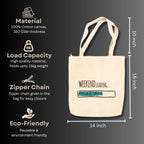 snapiq COTTON 350 GSM Canvas Tote Bag for Women and Girls Thick Fabric with Zipper (Beige, Weekend Loading)