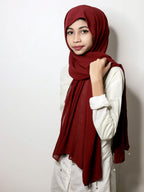 Urshia Georgette Pearl Hijab With Moti Latkan and Diamond Accents for Women (Maroon)