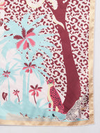 Ravaiyaa - Attitude is everything Women Silk Digital Print Large Square Scarf Breathable Lightweight Neckerchief Printed Headscarf 40 x 40 Inch (Peach & Brown Forest)
